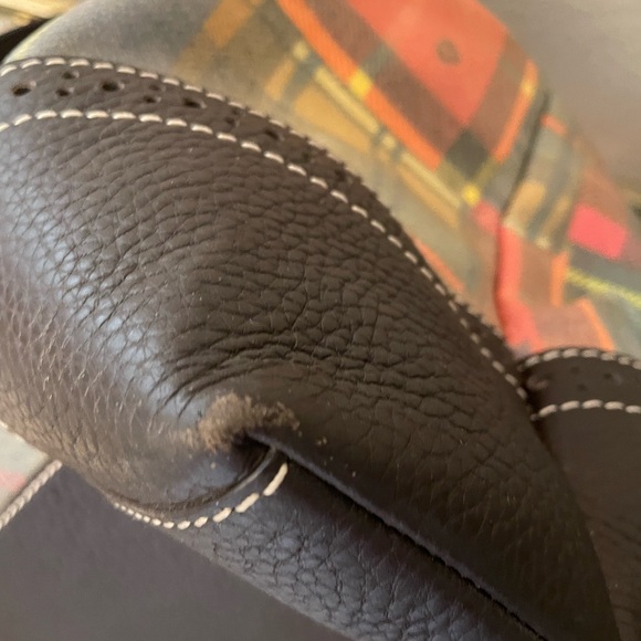 Dooney & Bourke coated cotton large drawstring bag w/ leather trim, used - Picture 11 of 12